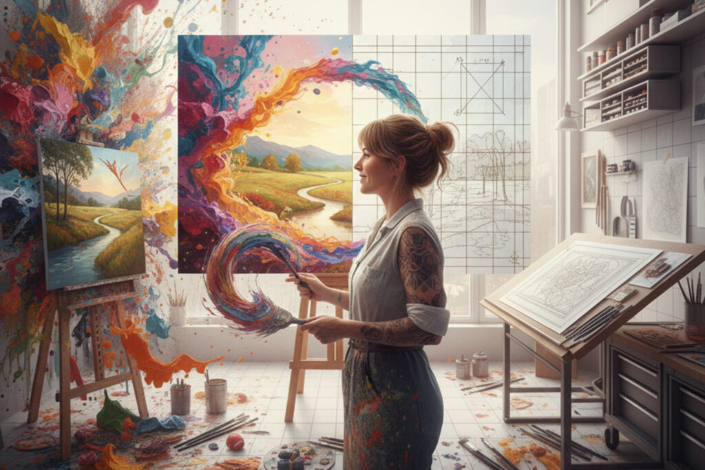 Malování mezi kreativitou a strukturou.
